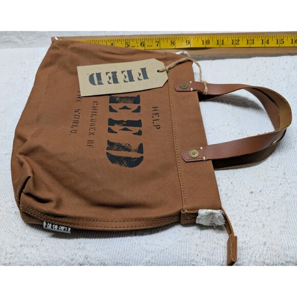 Feed Eleanor Brown Reusable Eco Market Canvas Bag Leather Tote Boho Sustainable - Picture 11 of 11